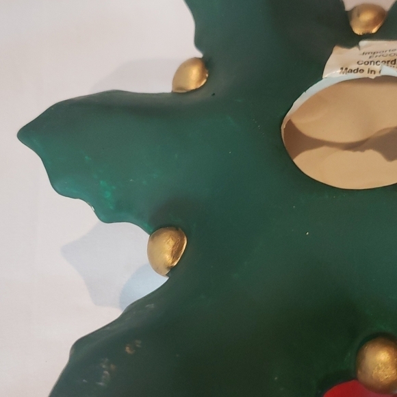 Encore Sales Ltd. clay pottery ceramic Christmas poinsettia 3 tea light holiday - Picture 15 of 15